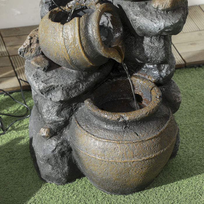 Outsunny 4-tier 28.3\" Resin Solar Water Fountain With Led Lights And Pump