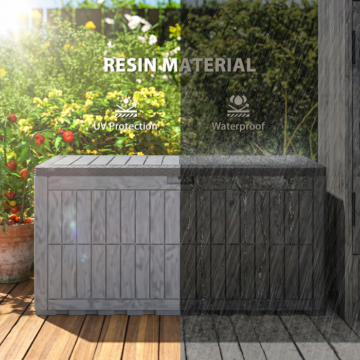 Outsunny 180 Gallon Resin Deck Box, Lockable Outdoor Storage Box