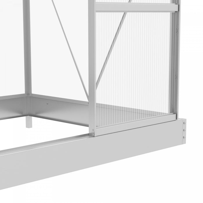 Outsunny 6' X 4' Polycarbonate Greenhouse, Walk-in Greenhouse With Sliding Door, Adjustable Window, Aluminium Frame And Foundation, Garden Grow House With Rain Gutter, Silver