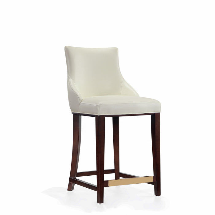 Shubert Modern Wood Upholstered Counter Stool in Ivory - Set of 2