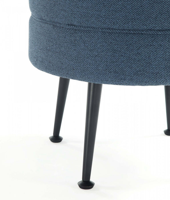 Bailey Mid-Century Modern Upholstered Accent Ottoman in Blue