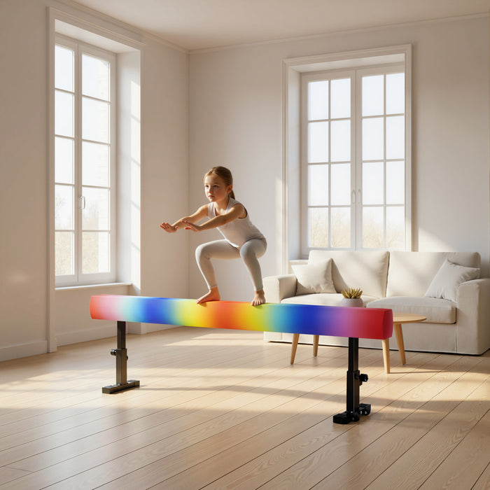 Soozier Adjustable Balance Beam Gymnastics Beam with Wheels for 6+ Years