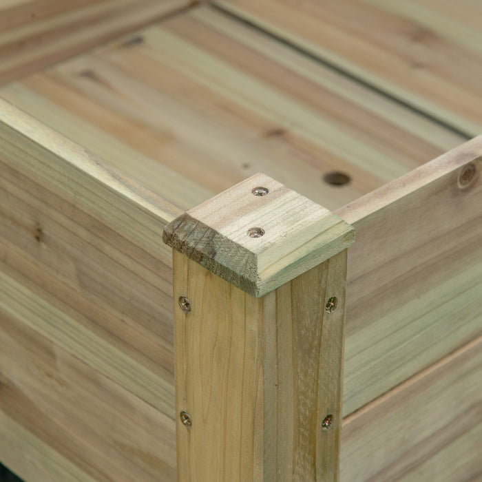 Outsunny 45\" X 22\" X 33\" Elevated Planter Box With Legs And Storage Shelf, Raised Garden Bed, Elevated Wooden Planter Box, Gardening Standing Growing Bed For Backyard, Patio, Balcony