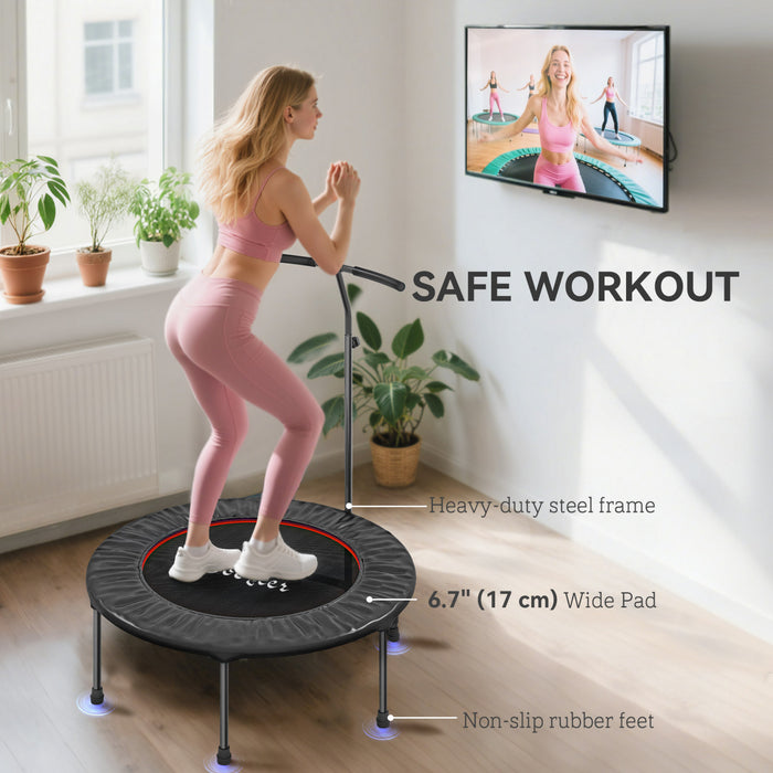 Soozier 39\" Mini Exercise Trampoline Indoor Fitness Rebounder w/ Adjustable T-Bar Black