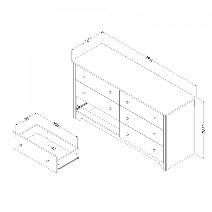 Vito 6-drawer Dresser - Pure White 