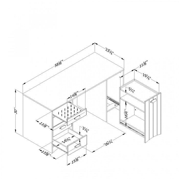 Artwork Sewing Craft Table And Storage - Pure White