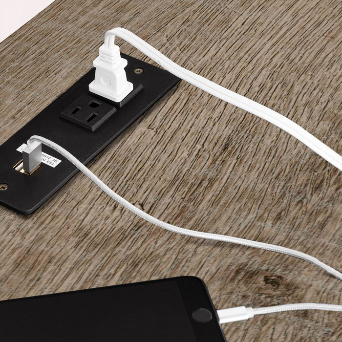 Axess Office Desk with Keyboard Tray and Drawer with USB Port Weathered Oak - South Shore