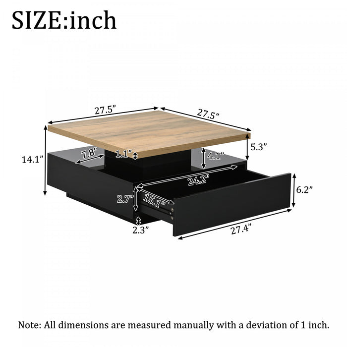 Liam Rotating Coffee Table with 360° Swivel Top,Black