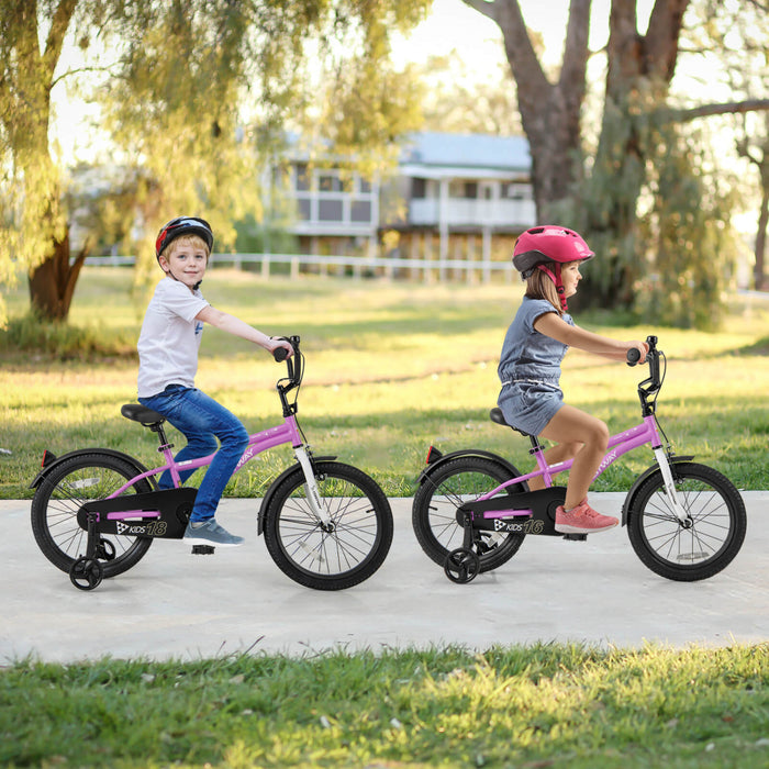 Costway 18\" Kids Bike For 4-8 Years Old Boys & Girls With Adjustable Seat Handbrake Reflectors Purple