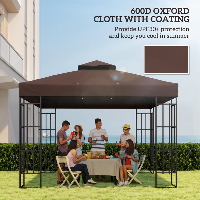10' x 10' Double Tier Gazebo Replacement Canopy Cover, UPF30+, Coffee