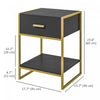 HOMCOM Bedside Table Set of 2, Nightstand with Drawer and Shelf