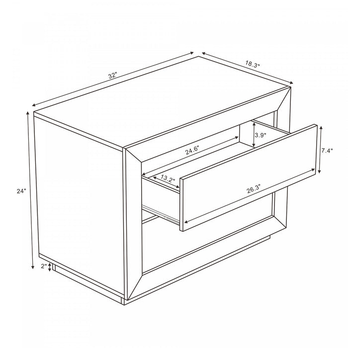 Soren Contemporary 32\" Nightstand in Charcoal Gray (2-Drawer)
