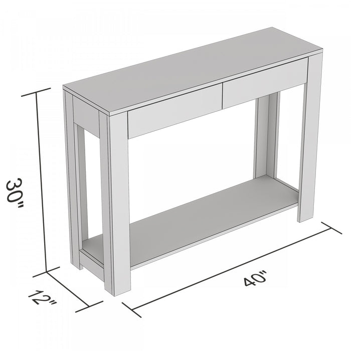 40” Console Table With 2 Drawers And Shelf - White 