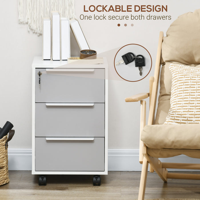 Homcom Lockable Filing Cabinet With 3 Drawers