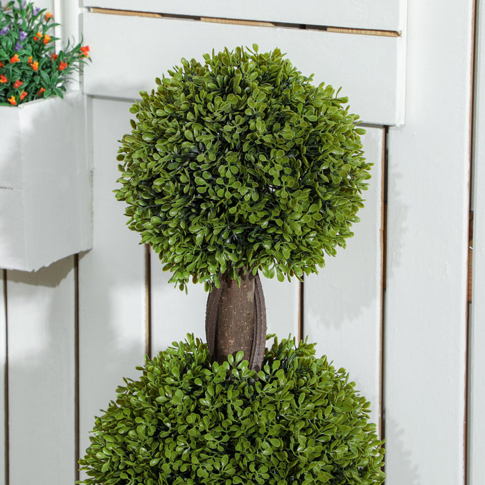 HOMCOM Set of 2 Decorative Artificial Plants Boxwood in Pots, 45.3 Inch