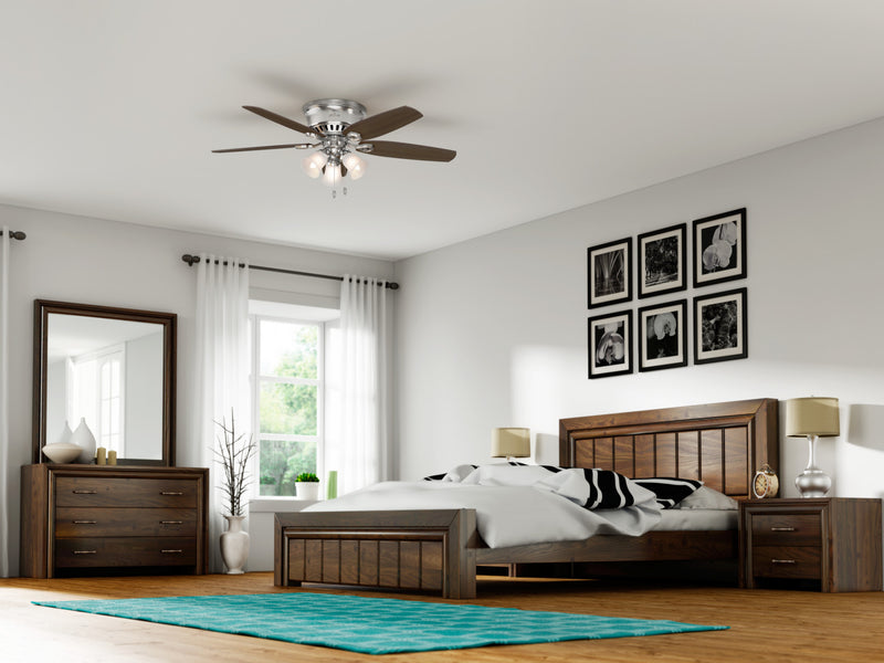 Builder Low Profile Ceiling Fan with Light Fixture - Grey