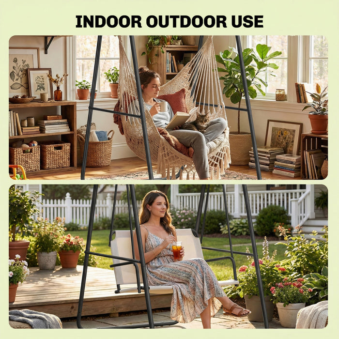 Outsunny Hanging Hammock Stand,Hammock Chair Stand Only, 330 LBS, Black