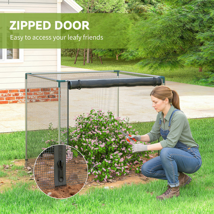 Outsunny 4' x 4' Plant Protection Tent Crop Cage with Door, Black