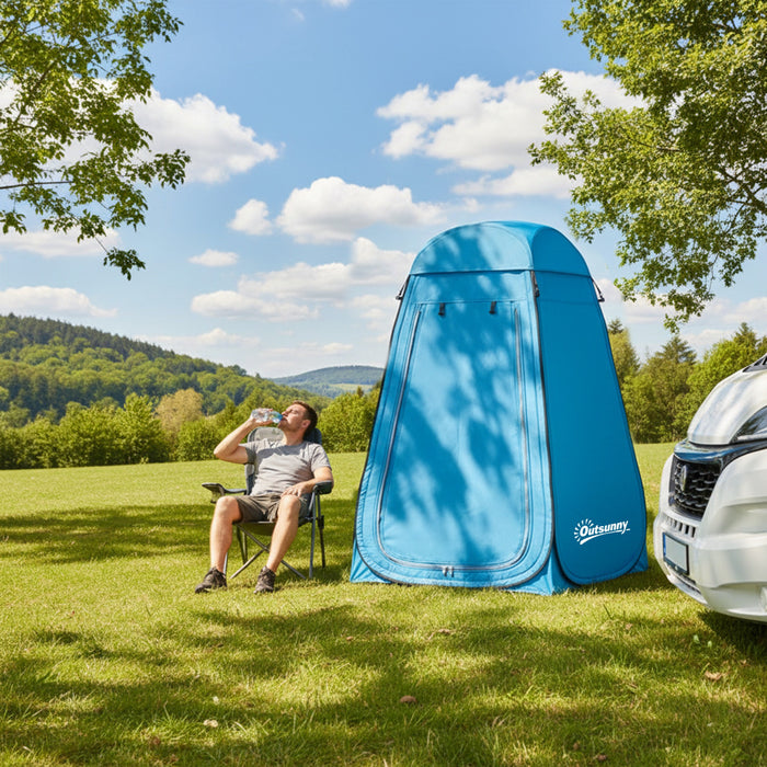 Outsunny Pop Up Shower Tent, Outdoor Privacy Changing Dressing Room, Blue