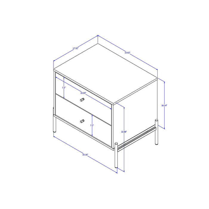 Manhattan Comfort Jasper Nightstand with Steel Gold Legs - White Gloss