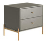 Manhattan Comfort Jasper Nightstand with Steel Gold Legs - Grey Gloss
