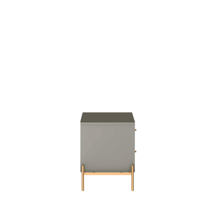 Manhattan Comfort Jasper Nightstand with Steel Gold Legs - Grey Gloss