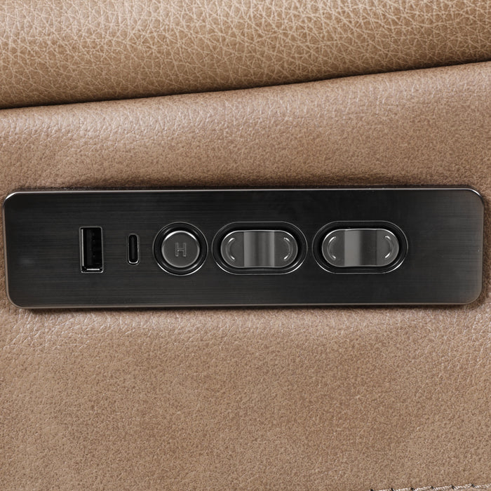 Marlow 37 in. Leather Match Power Glider Recliner with USB/USB-C - Taupe