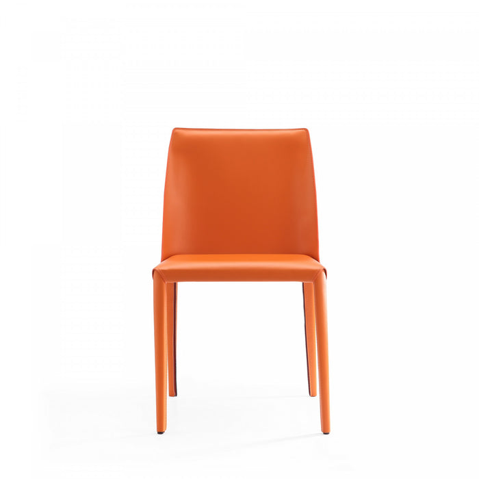 Paris Modern Vegan Leather Dining Chair in Coral - Set of 4