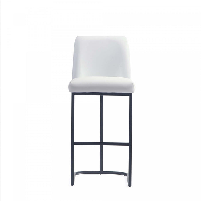 Serena Modern Metal Upholstered Barstool in White Armoire