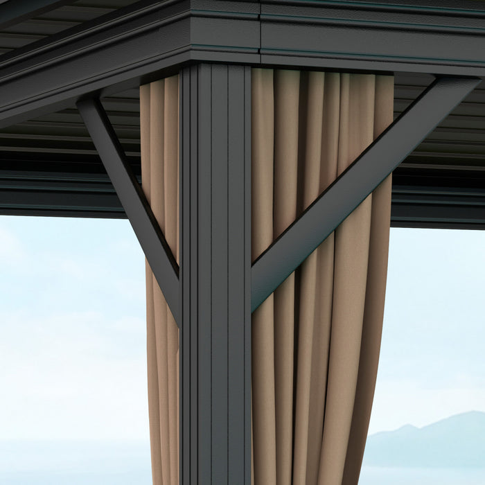 Outsunny 10' X 10' Hardtop Gazebo Outdoor Aluminum Gazebo, Dark Brown