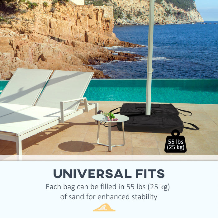 Outsunny 2pc Umbrella Base, Weight Bag w/ Scoop Up 55lbs, Black