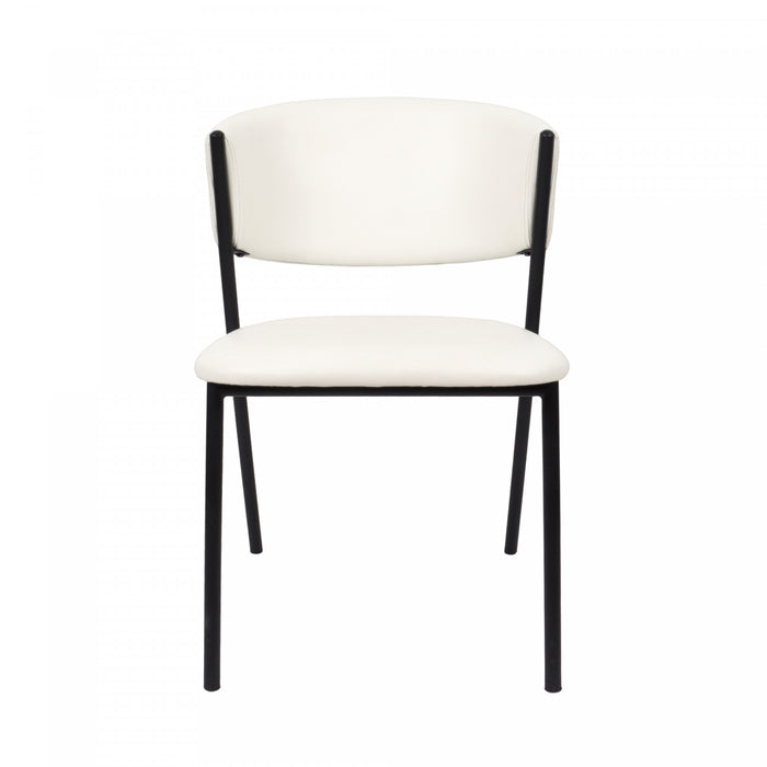 Drift Contemporary Modern Vegan Leather Metal Side Chair in Ivory - Set of 4