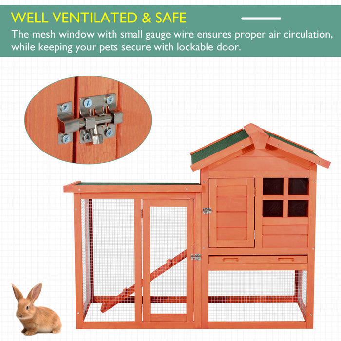Pawhut 48” X 24\" X 36\" Deluxe Waterproof Rabbit Hutch Wooden Bunny Cage Small Animal House With Ladder And Run