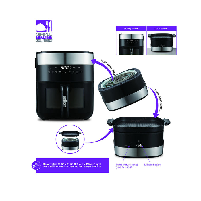 Salton 3-in-1 Air Fryer, Grill & Dehydrator Convection Toaster Oven