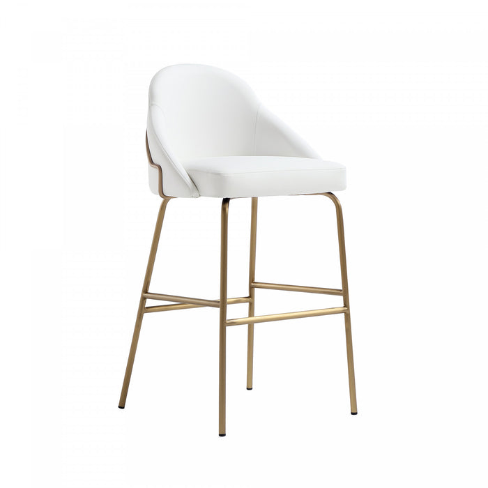 Gracie Modern Metal Upholstered Barstool in White and Gold Bar Stool