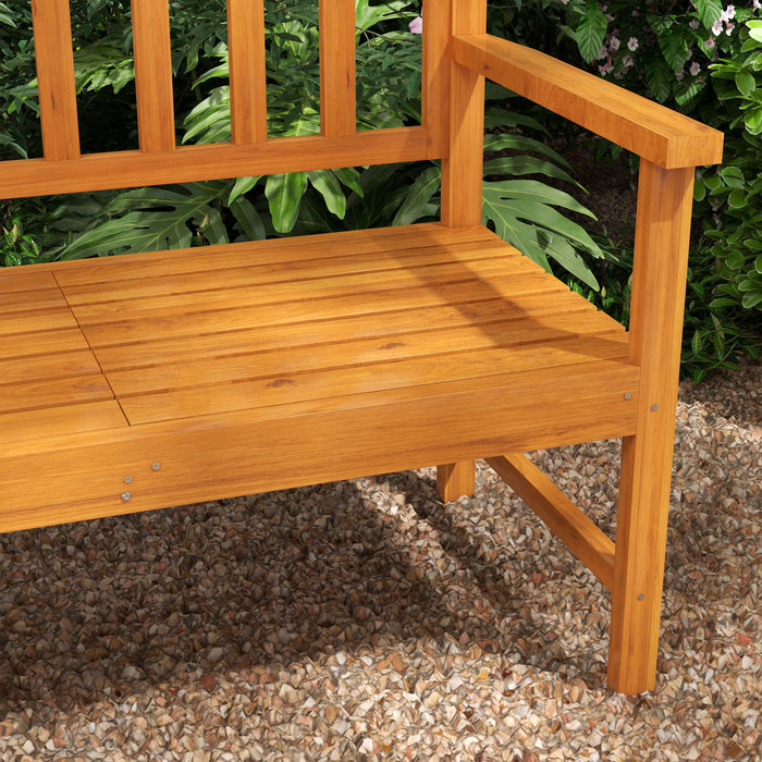 Outsunny Outdoor Bench With Liftable Middle Table, 60\" Wood Garden Bench