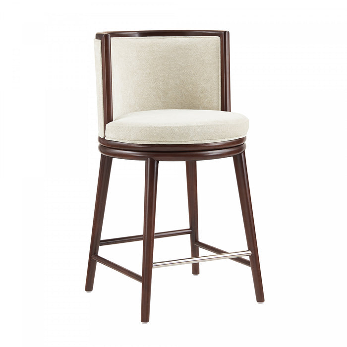 Evalyn Modern Wood Upholstered Counter Stool in Cream