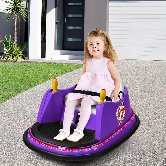 12v Vehicle 360¡a Spin Race Toy Kids Ride On Bumper Car W/ Remote Control Purple