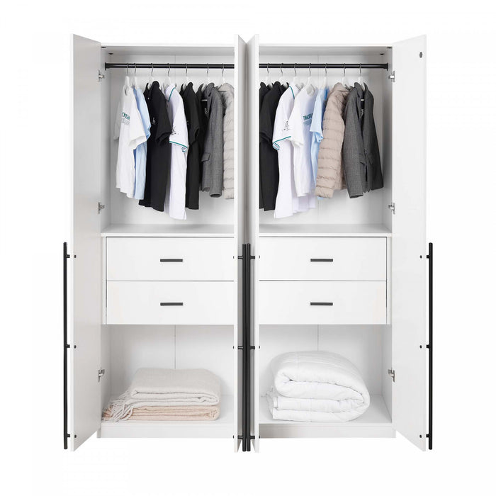 Lee Modern 32\" Wardrobe Closet in White - Set of 2 Armoire