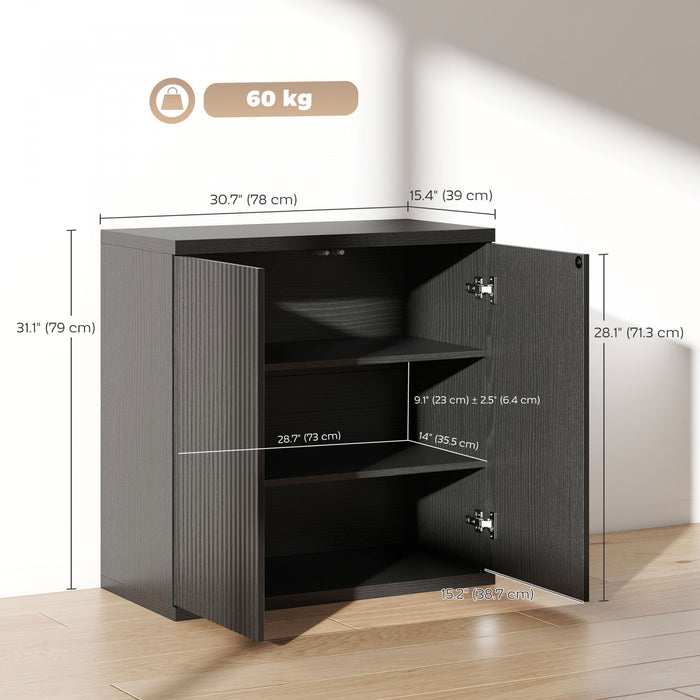 HOMCOM Sideboard Cabinet, Kitchen Cabinet with Soft-Close Door, Black Grey