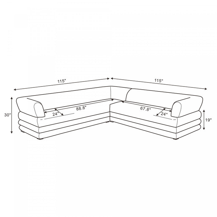 Royal Contemporary Modern 2-Piece Sectional in Natural