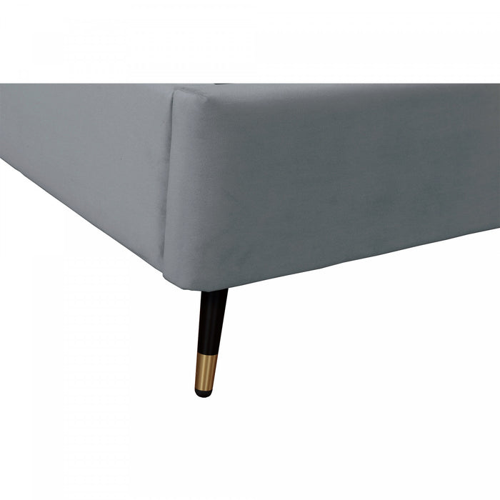 Crosby Modern Upholstered Velvet Twin Bed in Gray