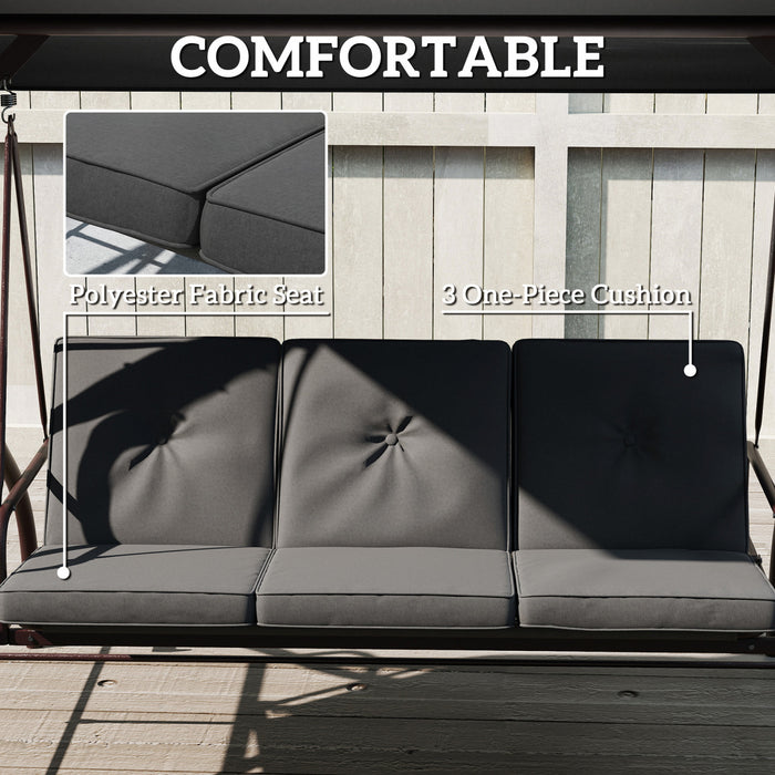 Outsunny 3 Seater Patio Swing Chair with Canopy Convertible Porch Swing Bed