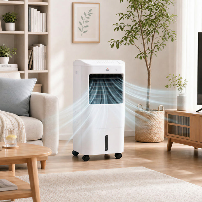 HOMCOM Evaporative Air Cooler, 3-In-1 Ice Cooling Fan with Remote, White