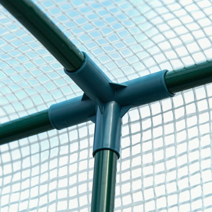 Outsunny 7' X 4' X 7' Outdoor Lean-to Walk-in Garden Greenhouse With Roll-up Door Hot House For Plants Herbs Vegetables, White