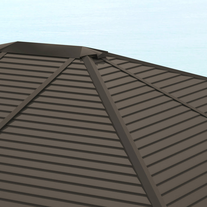 Outsunny 10' X 12' Deluxe Hardtop Gazebo With Curtains And Netting, Grey