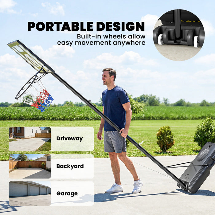 Soozier Portable Basketball Hoop Stand Outdoor, 4.4–10 ft Easy Adjustable