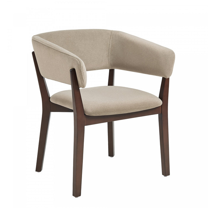 Blake Modern Faux Mohair Wood Armchair in Natural - Set of 4 Dining Chair