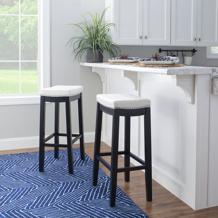 Claridge Faux Leather Backless Barstool - Black and White