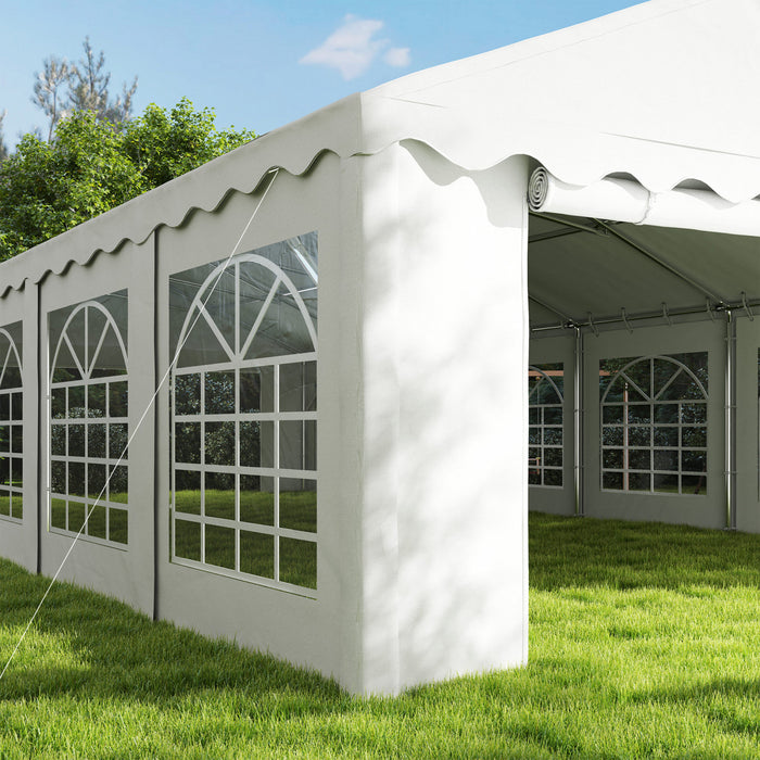 Outsunny 20' X 40' Large Party Tent With Removable Window Sidewalls, White
